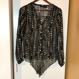 🍁 Black & Off White Poka Dot Sheer Blouse
